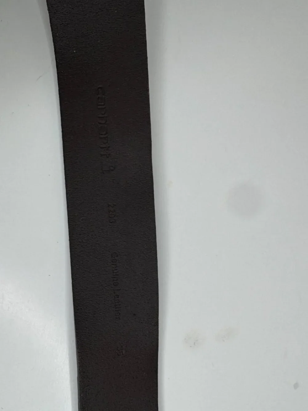 Carhartt Anvil Brown Leather Belt Gunemtal Grey Buckle Mens 35 Style 2203. A few